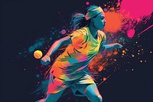 abstrato tênis jogador tênis dentro açao tênis esporte fundo poster cobrir digital arte ilustração. ai gerado foto