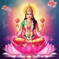 maha Lakshmi imagens baixar mah laxmi deusa em lótus imagens generativo ai foto