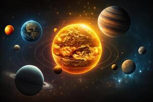 planeta terra e a solar sistema, espaço estude e pesquisar. foto