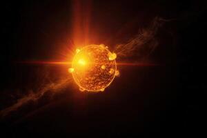 superfície do Sol com destaques, solar radiação. generativo ai foto
