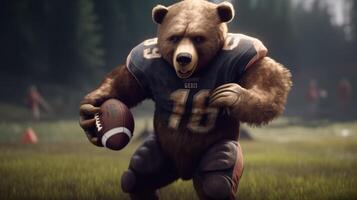 Urso jogando futebol, digital arte ilustração, generativo ai foto