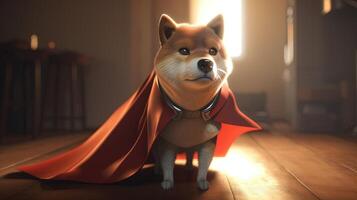 Shiba inu Super heroi, digital arte ilustração, generativo ai foto