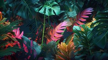 colorida tropical fundo, digital arte ilustração, generativo ai foto