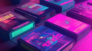 retro vhs embalagem, digital arte ilustração, generativo ai foto