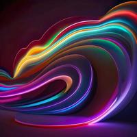 néon colori ondas em uma Sombrio fundo abstrato brilhando espectro linhas psicodélico estético 3d Renderização ai foto