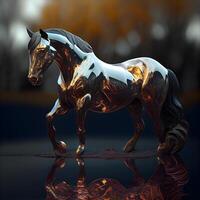 cavalo estátua em uma Sombrio fundo. 3d render ilustração., ai generativo imagem foto