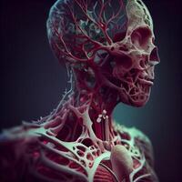 humano coração anatomia, 3d ilustração. humano corpo com circulatório sistema., ai generativo imagem foto