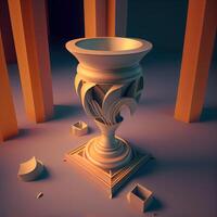 3d render do uma vaso em uma pedestal dentro a interior, ai generativo imagem foto