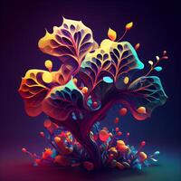 abstrato colorida árvore em uma Sombrio fundo. ilustração. eps 10, ai generativo imagem foto
