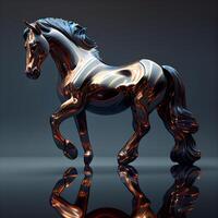 3d Renderização do uma cavalo isolado em uma Sombrio fundo com reflexão., ai generativo imagem foto