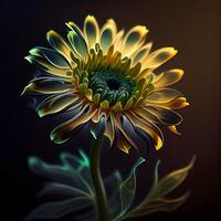 lindo gerbera flor em uma Sombrio fundo. 3d Renderização, ai generativo imagem foto