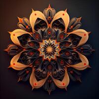 fractal mandala em uma Sombrio fundo. ilustração., ai generativo imagem foto