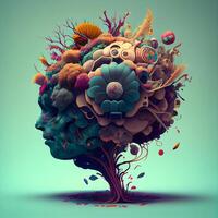 humano cérebro dentro a Formato do uma árvore. conceptual ilustração., ai generativo imagem foto