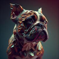 artístico retrato do uma francês buldogue dentro uma poligonal estilo., ai generativo imagem foto