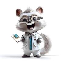 desenho animado personagem do uma gato médico com óculos e uma estetoscópio, ai generativo imagem foto
