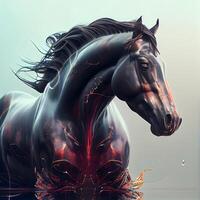 Preto cavalo com vermelho sangue em Está corpo, 3d ilustração., ai generativo imagem foto