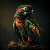 colorida papagaio em uma Preto fundo. retrato do uma arara, ai generativo imagem foto
