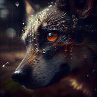 retrato do uma Lobo dentro a chuva. artístico digital pintura., ai generativo imagem foto