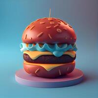 Hamburger em uma Sombrio fundo. 3d render ilustração., ai generativo imagem foto