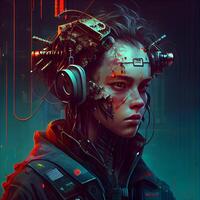 futurista cyberpunk garota. retrato do uma futurista mulher. sci fi estilo., ai generativo imagem foto