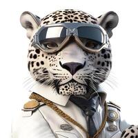 3d digital render do uma leopardo piloto isolado em branco fundo, ai generativo imagem foto