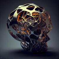 abstrato 3d Renderização do uma metal objeto com a laranja padrão., ai generativo imagem foto