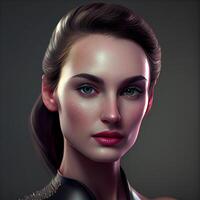 3d Renderização do uma lindo mulher com Maquiagem e Penteado., ai generativo imagem foto