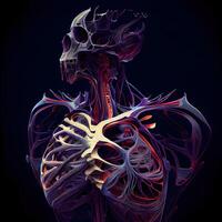 humano coração anatomia. anatomia do humano corpo. 3d Renderização, ai generativo imagem foto