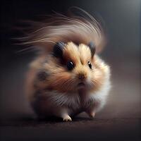 fofa pequeno hamster em uma Sombrio fundo. animal tema., ai generativo imagem foto