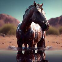 cavalo dentro a deserto. 3d render do uma cavalo., ai generativo imagem foto