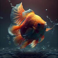 peixinho natação dentro água. 3d renderizar. conceptual imagem., ai generativo imagem foto