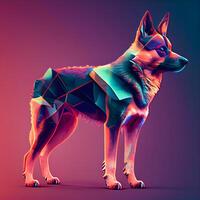 3d Renderização do uma alemão pastor cachorro isolado em uma colori fundo, ai generativo imagem foto