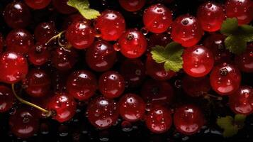 textura do maduro vermelho groselha bagas. vermelho groselha natural fundo papel de parede bandeira. uma muitos do vermelho bagas do maduro groselhas. agricultura conceito, colheita.. criada com generativo ai foto