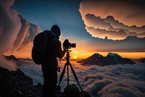 mundo fotografia dia ilustração homem e mulher fotógrafos, Câmera, agosto 19, generativo ai foto