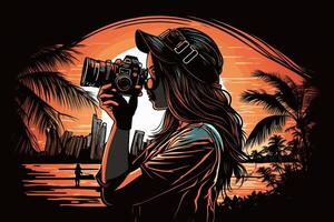 mundo fotografia dia ilustração homem e mulher fotógrafos, Câmera, agosto 19, generativo ai foto