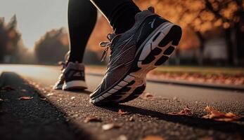 ai generativo. ai gerado. foto tiro realista do corrida corrida caminhando pessoa dentro a urbano cidade parque. ao ar livre aventura esporte vibe. gráfico arte