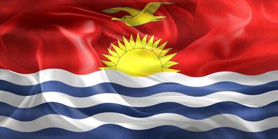 ilustração 3D de uma bandeira de kiribati - bandeira de tecido acenando realista foto