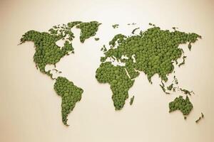 verde mapa mundial parando clima mudança criada com generativo ai tecnologia. foto