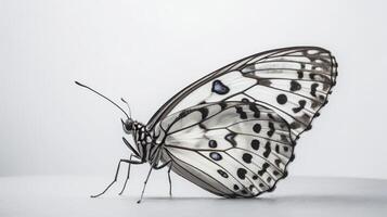 borboleta fechar acima em branco fundo. generativo ai. foto