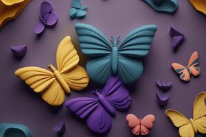 plasticina borboletas. generativo ai. foto