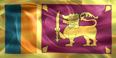 ilustração 3D de uma bandeira do sri lanka - bandeira de tecido acenando realista foto