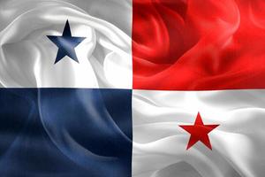 ilustração 3D de uma bandeira do panamá - bandeira de tecido acenando realista foto