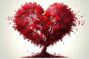 Maravilhoso vermelho amor árvore coração em forma foto