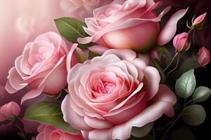 solteiro rosa flor dentro pastel Rosa. generativo ai foto