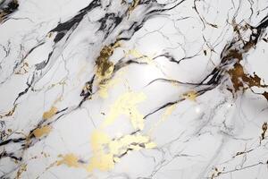 a mármore textura dentro preto, branco e ouro cores. luxuoso Projeto. generativo ai foto