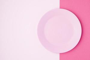 vista de cima mesa de prato rosa foto