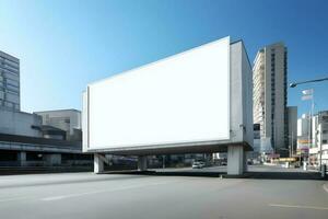 futurista cidade Painel publicitário crio uma em branco tela de pintura para seu Próximo publicidade campanha foto