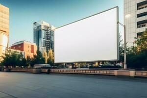 futurista cidade Painel publicitário crio uma em branco tela de pintura para seu Próximo publicidade campanha foto