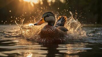 lindo Pato em a água ai gerar foto