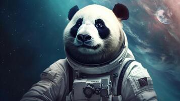 panda astronauta dentro espaço ai gerado foto